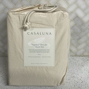 Casaluna Supima Percale Sheet Set Full Natural